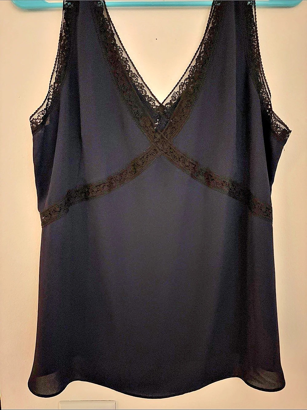 J Crew Navy and Black Lace Trim Camisole Size 12 Like New
